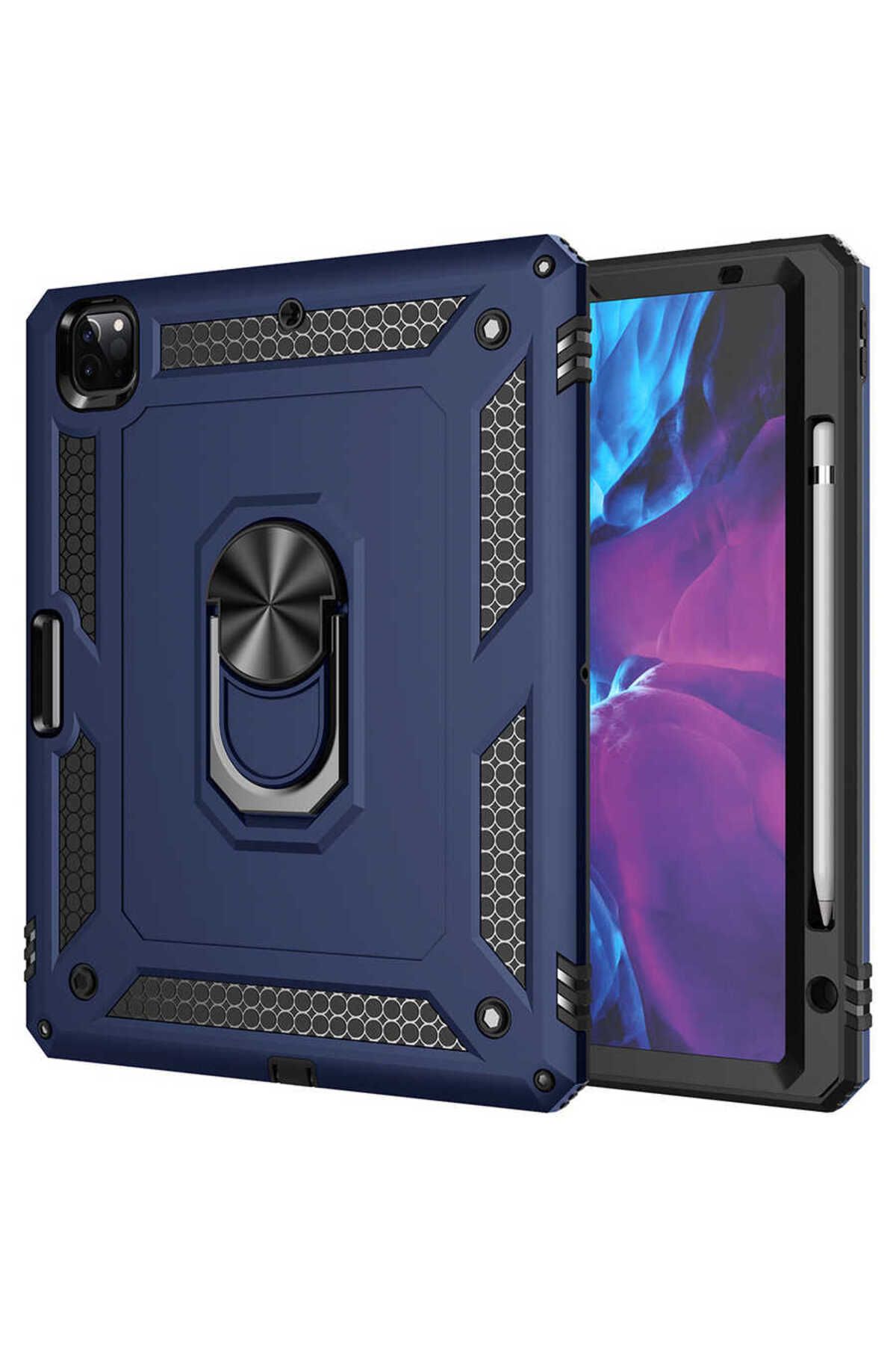 Uzaklarda Arama iPad Pro 12.9 2020 (4.Nesil) - Uyumlu Uyumlu UZRM Tablet Vega Kapak-Mavi