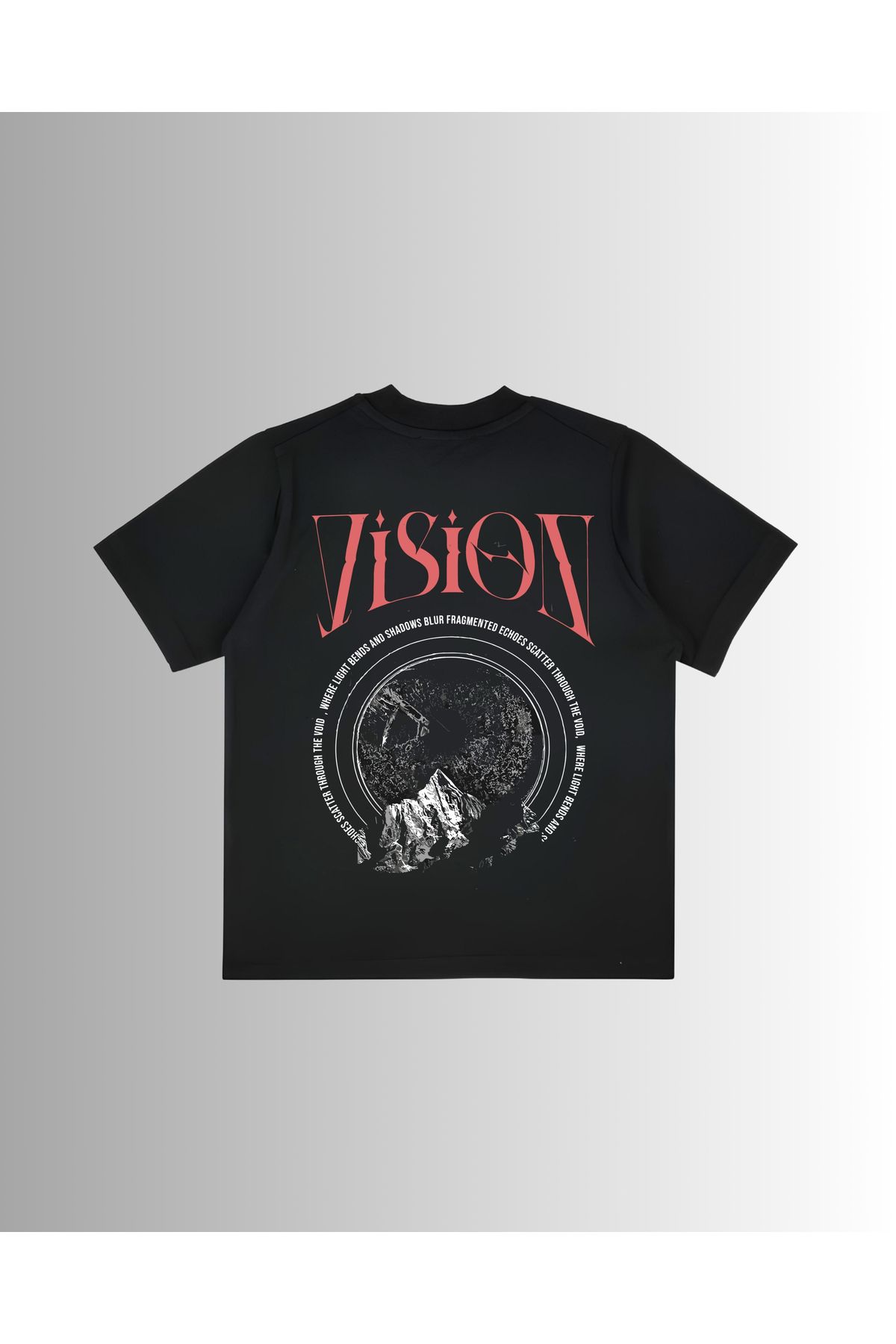 Altair Tr Siyah Oversize Kalıp Vision Sırt ve Göğüs Baskılı Unisex Tişört T-Shirt