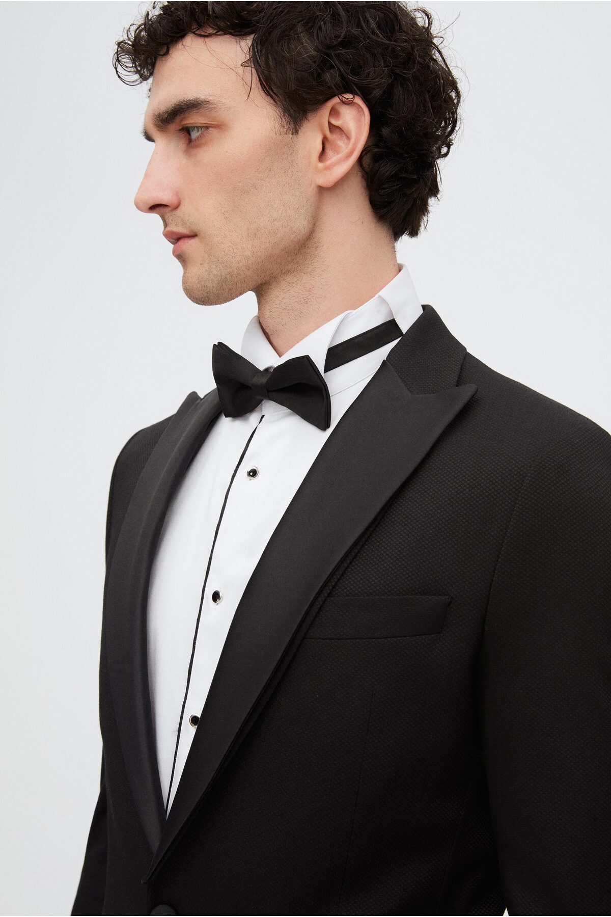 D'S Damat-Ds Damat Slim Fit Black Dobby Groom & Tuxedo Suit 2