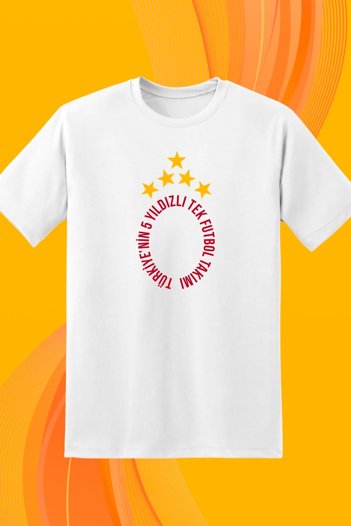 362BASKI Şampiyonluk Tshirtü 5 Yıldız Sarı Kırmızı Logo Baskılı Tshirt
