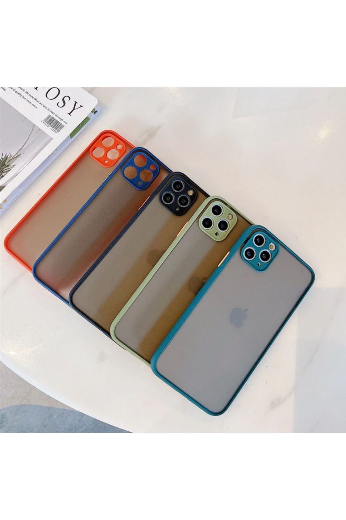 REDz Accessories-Case with Colored Edges, Compatible with iPhone 12 Pro Max, Colored Buttons, Semi-Transparent, Red 5