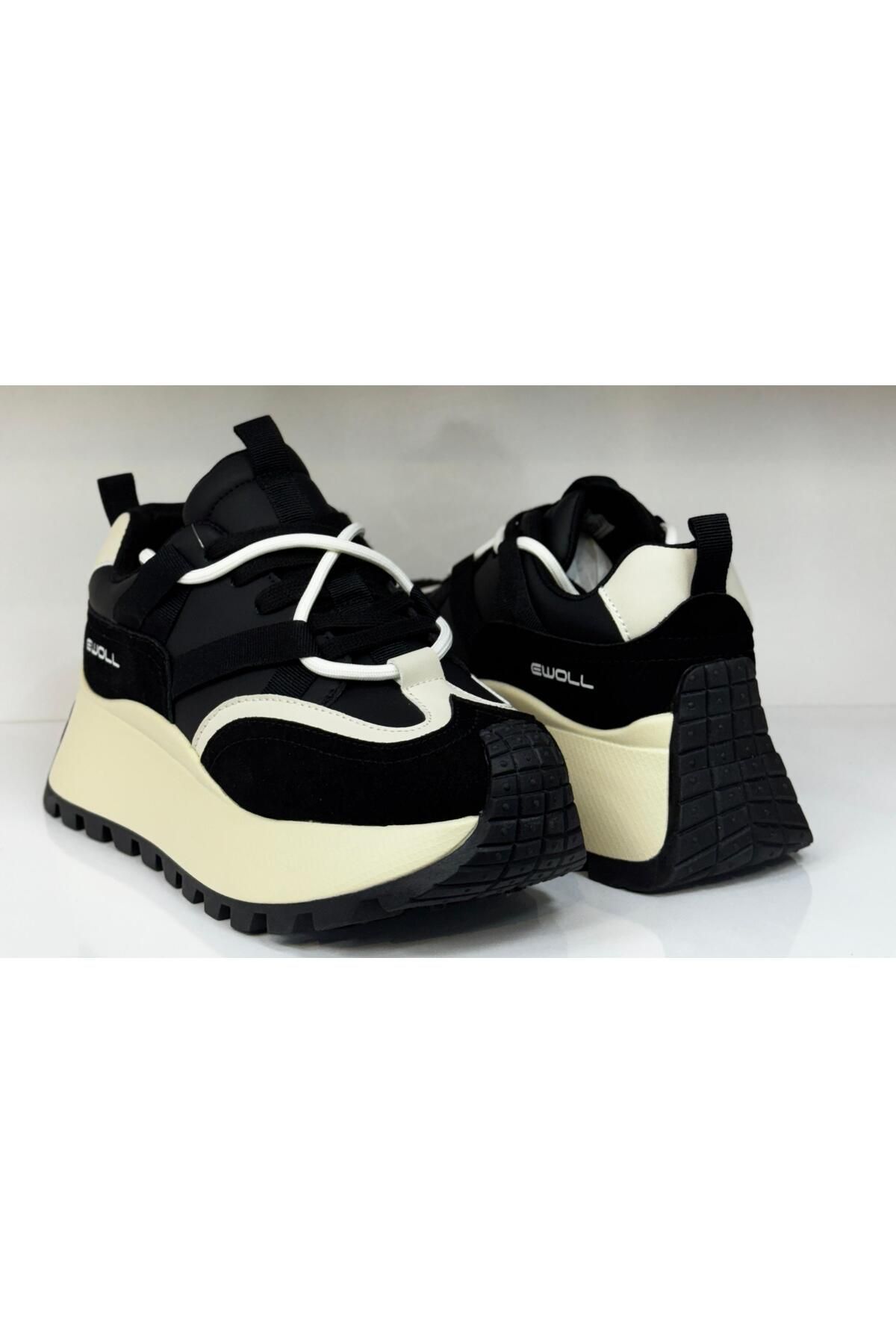 BS BEYAZ SHOES Kadın Sneaker Yüksek Taban Triko Tarz Spor Ayakkabı