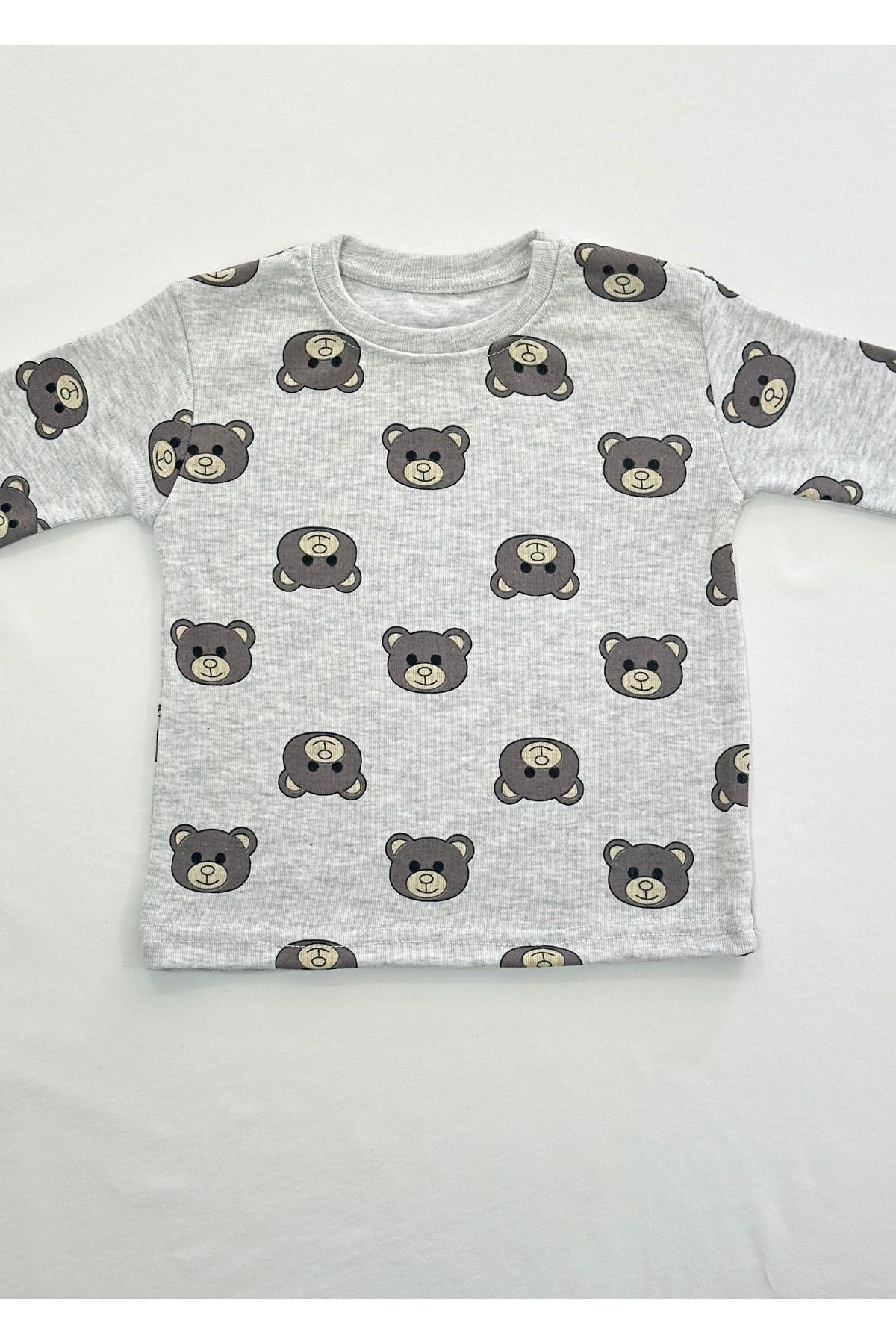 Drop Kids Bebek Pijama Uzun Gri Ayıcık Desen Yenidoğan Çocuk Pijama fotoğrafı 4 (önizleme)