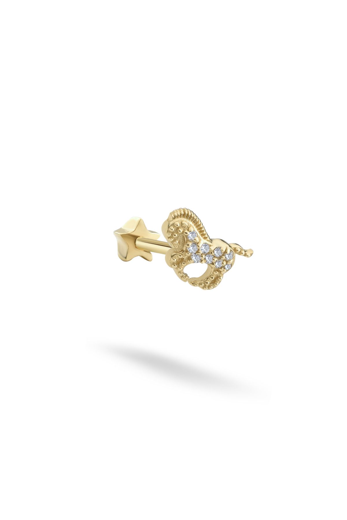 Lunia Atelier Taşlı At Altın Piercing