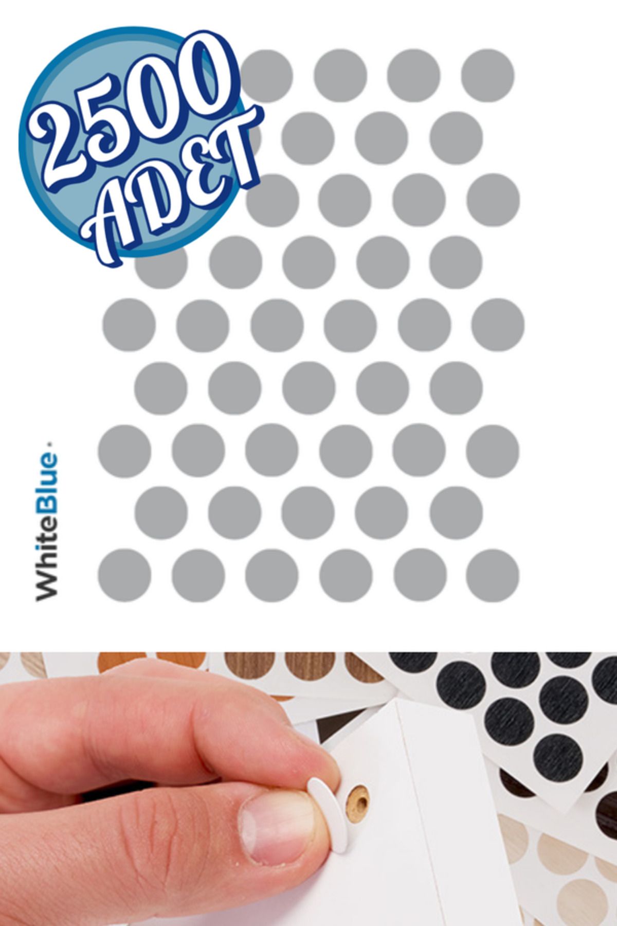 WhiteBlue Açık Gri Vida Tapası Yapışkanlı 14mm