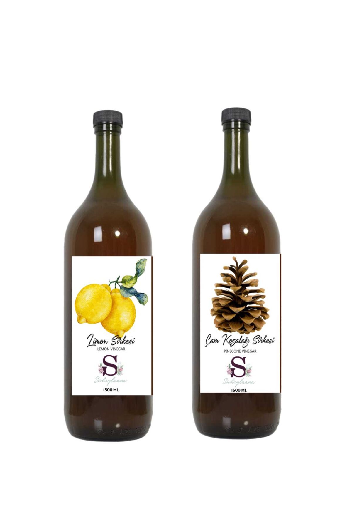 Süheylaana Doğal Limon Sirkesi 1500 Ml - Doğal Çam Kozalağı Sirkesi 1500 Ml