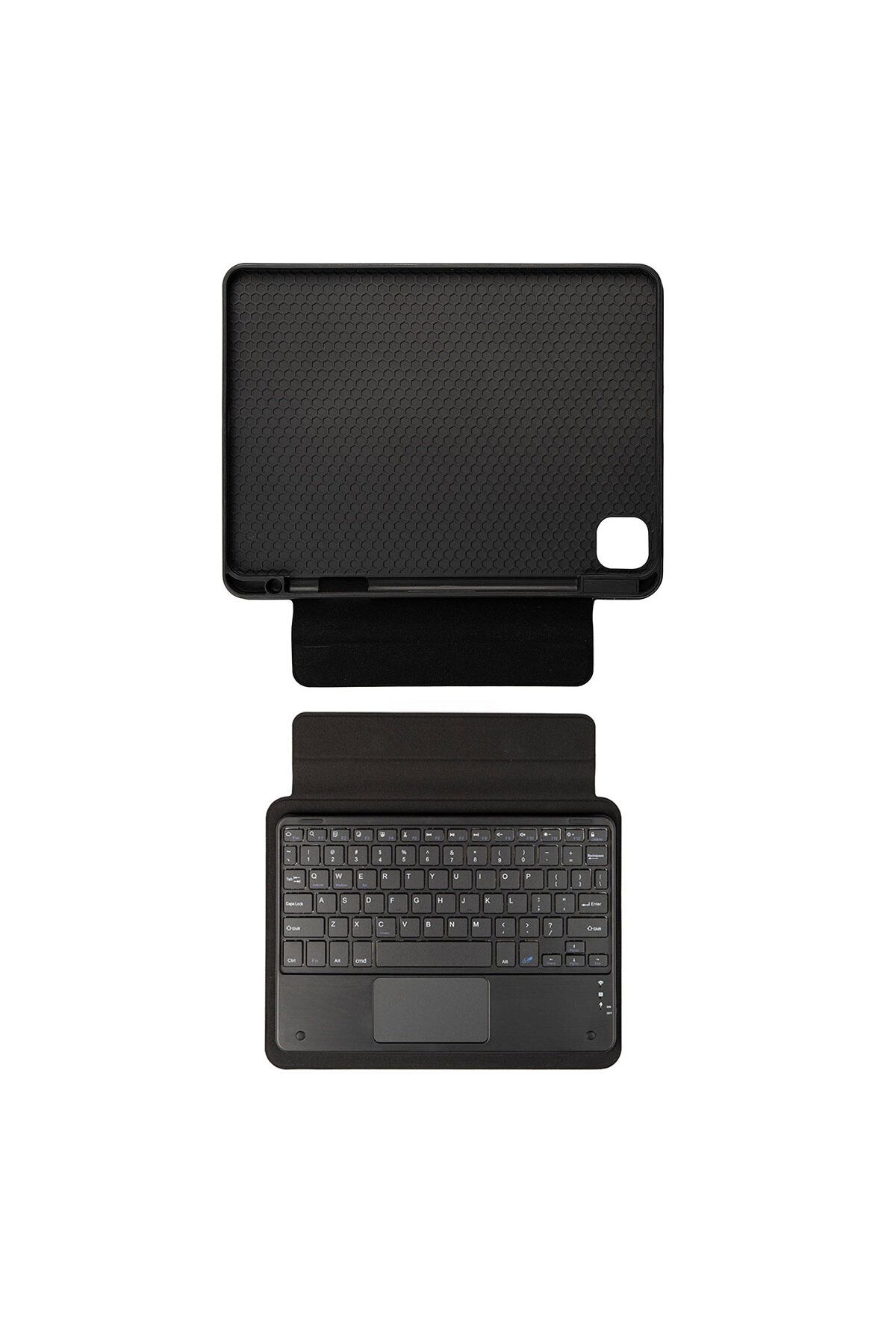 Uzaklarda Arama iPad Air 11 2025 M3 UZRM Border Keyboard Bluetooh Bağlantılı Standlı Klavyeli Tablet Kılıfı - Siyah