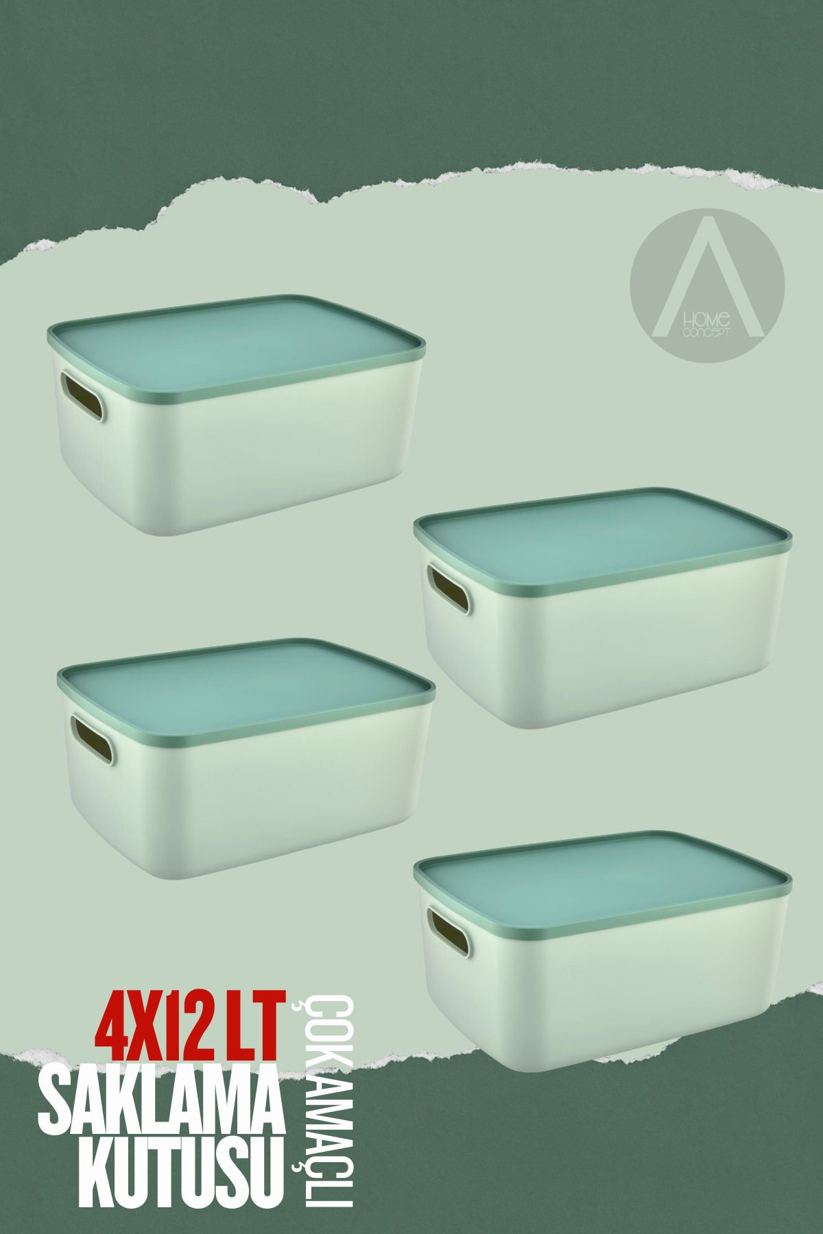 Ayshe Home Concept 4 Adet - 12 LT Çok Amaçlı Saklama Kutusu