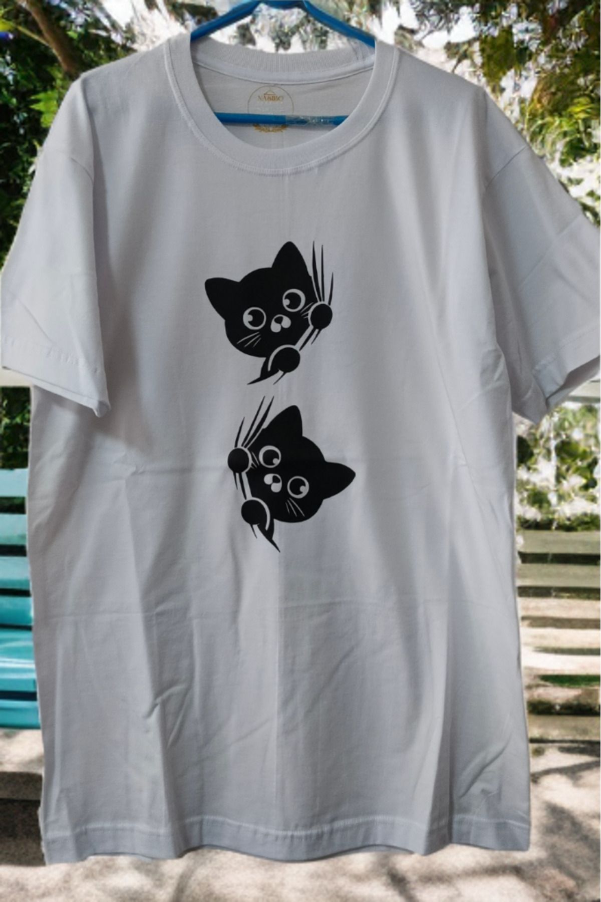 Ervo Reklam kedi resimli özel tasarım baskılı T-shirt