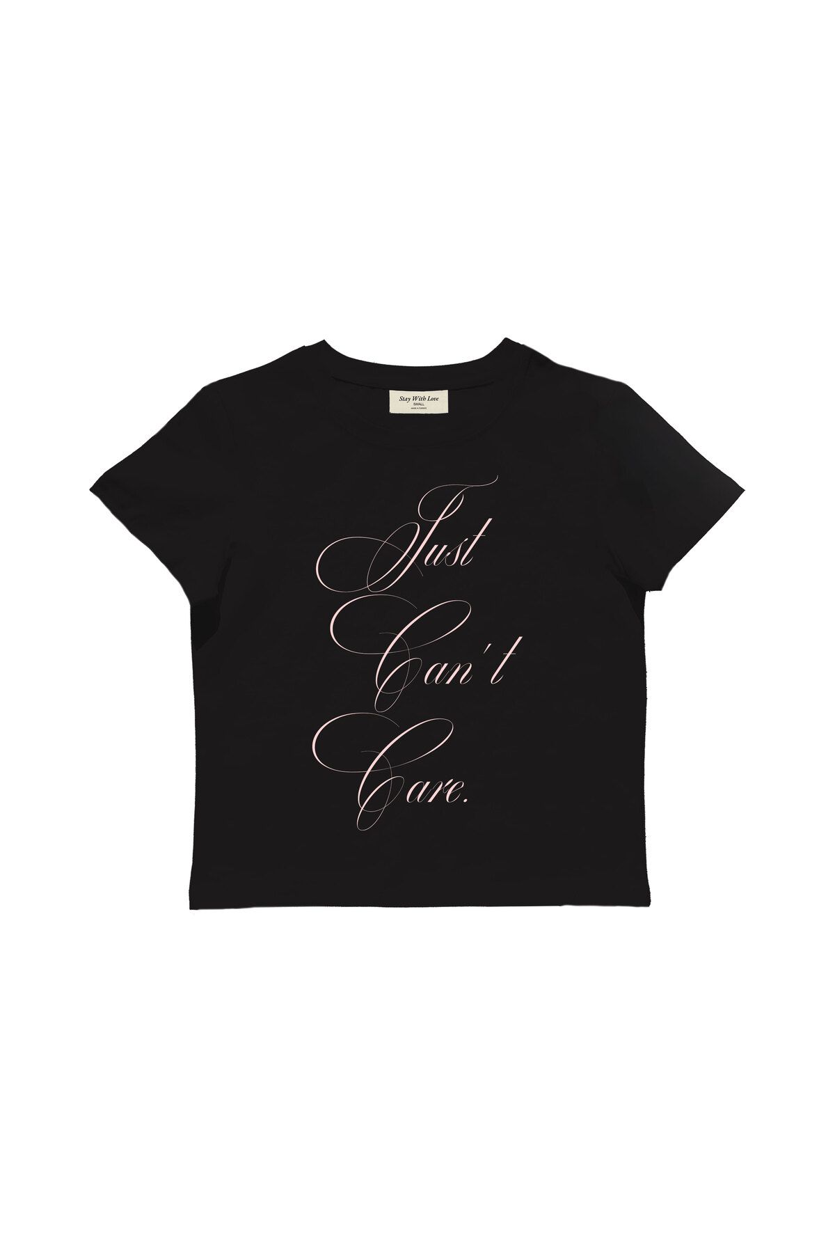 lethestudios Can't Care Baskılı Baby Tee Crop Top