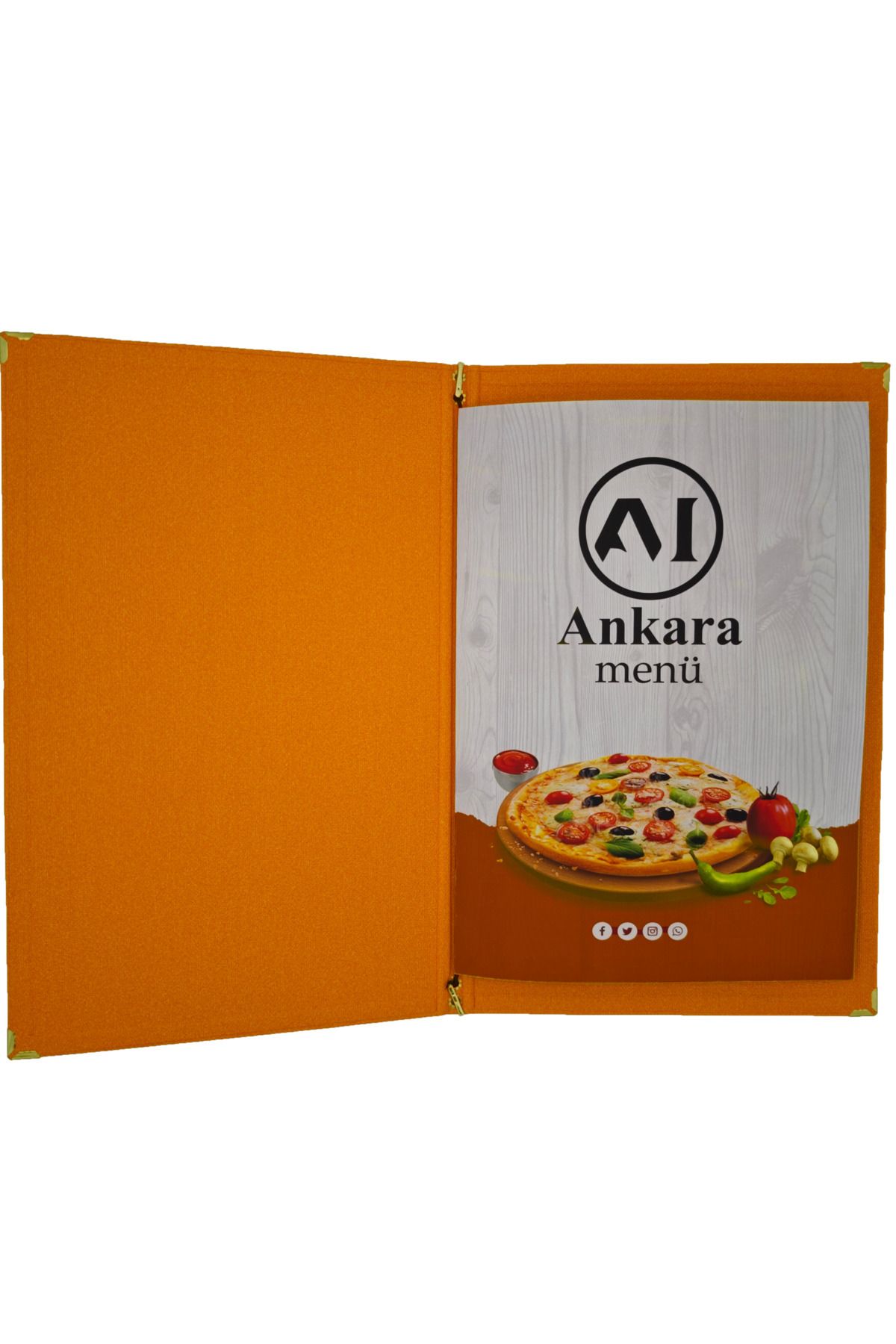 ankara menü-A4 Thermo Leather Menu Container, Embossed Printed (Elastic - Snap-On - Drawstring) 5