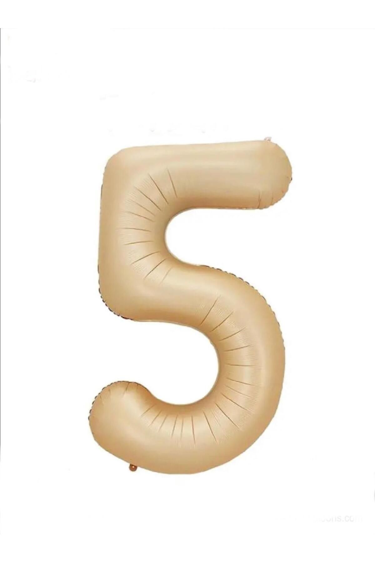MİNAY 5 RAKAM FOLYO BALON KARAMEL RENK 34" 76cm