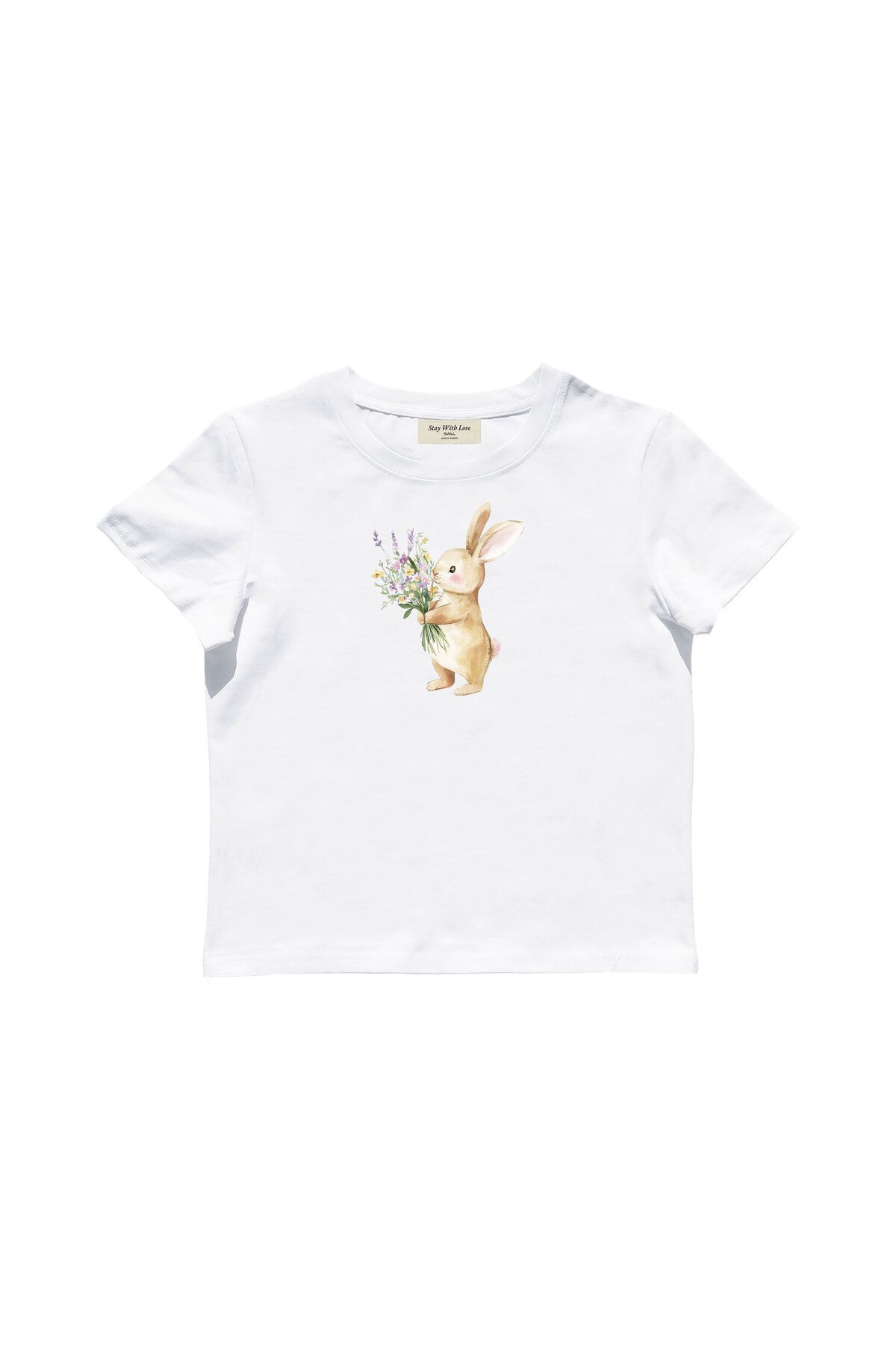 lethestudios Bunny Baskılı Baby Tee Crop Top