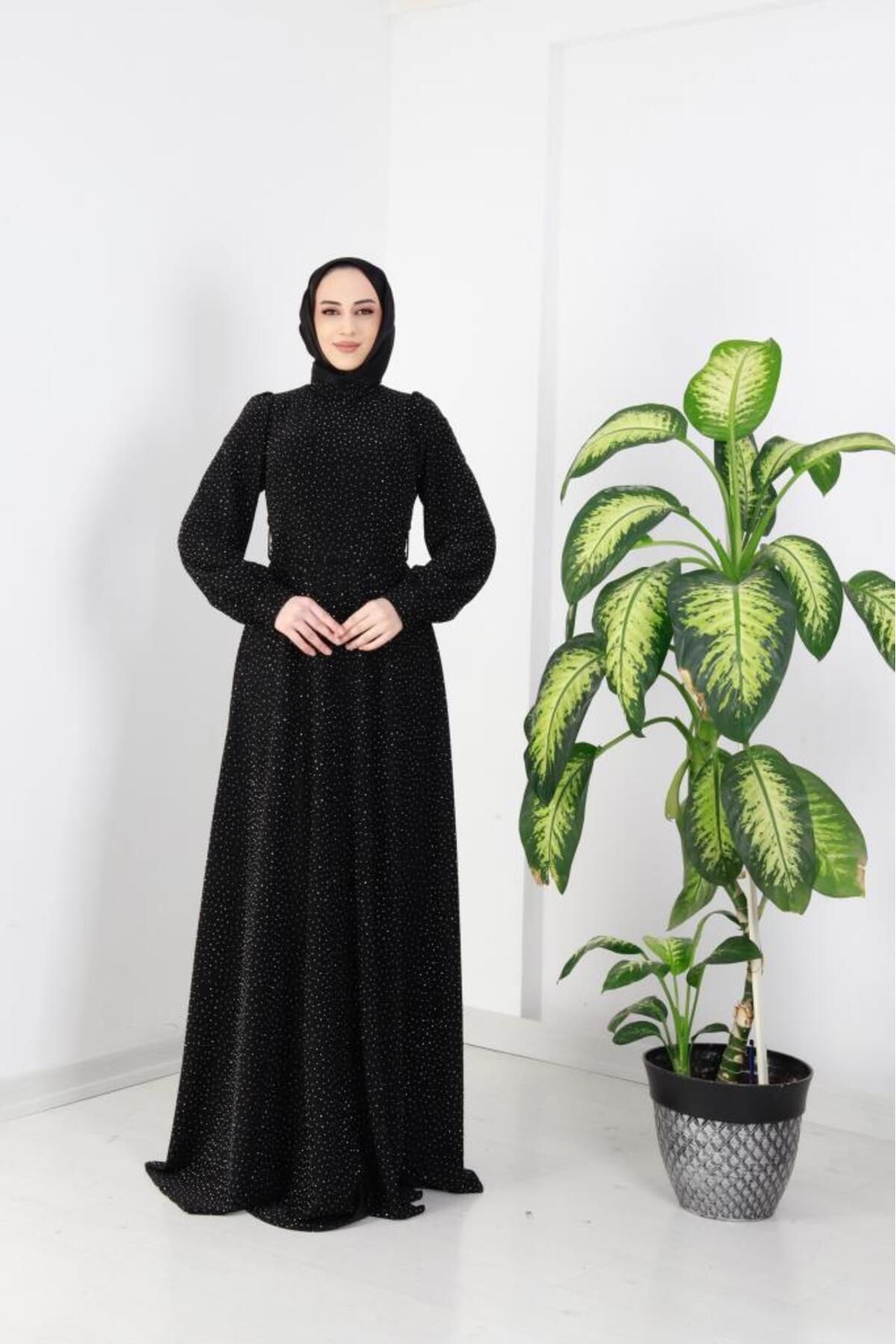 AbiyeSultan Kadın Tesettür Abiye - Almila Taşlı Abiye - Taşlı Abiye - Kloş Abiye