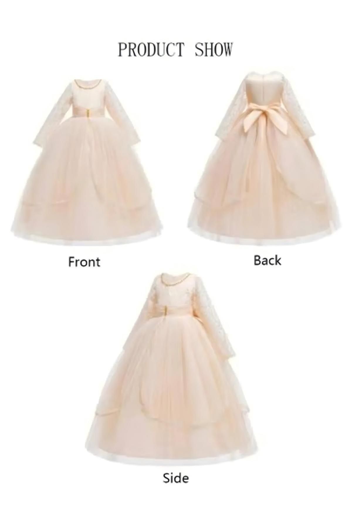 Generic-DUNISO Girls Dress Kids Evening Dress Long Sleeve Lace Party Dresses with Tutu Skirt 7