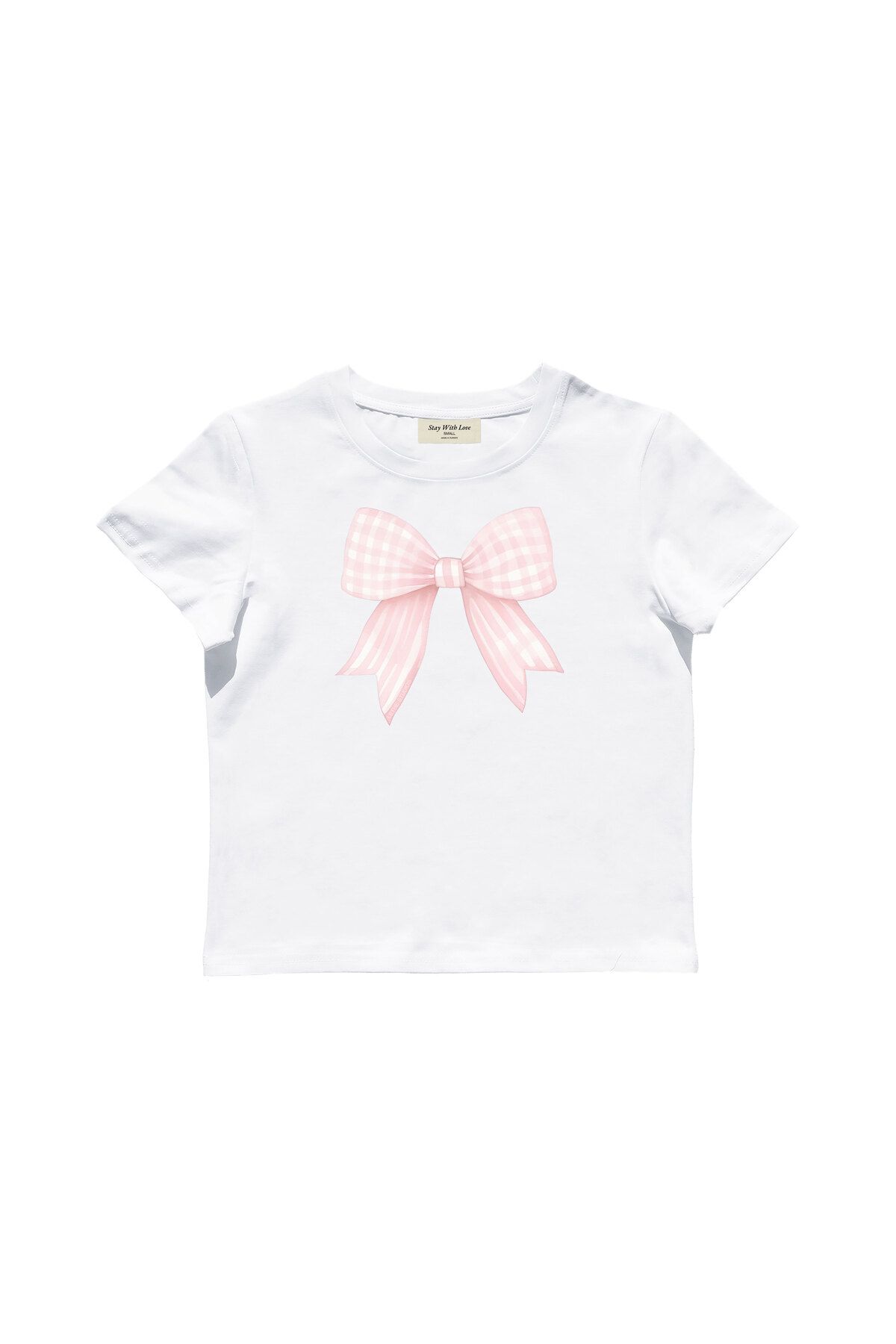 lethestudios Coquette Ribbon Baskılı Baby Tee Crop Top
