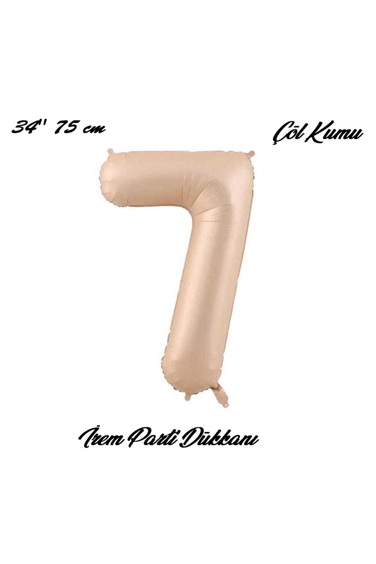 İrem Parti Dükkanı Retro Çöl Kumu, Kum beji, Karamel 7 Yaş Rakam Balon 74 Cm 34 Inç