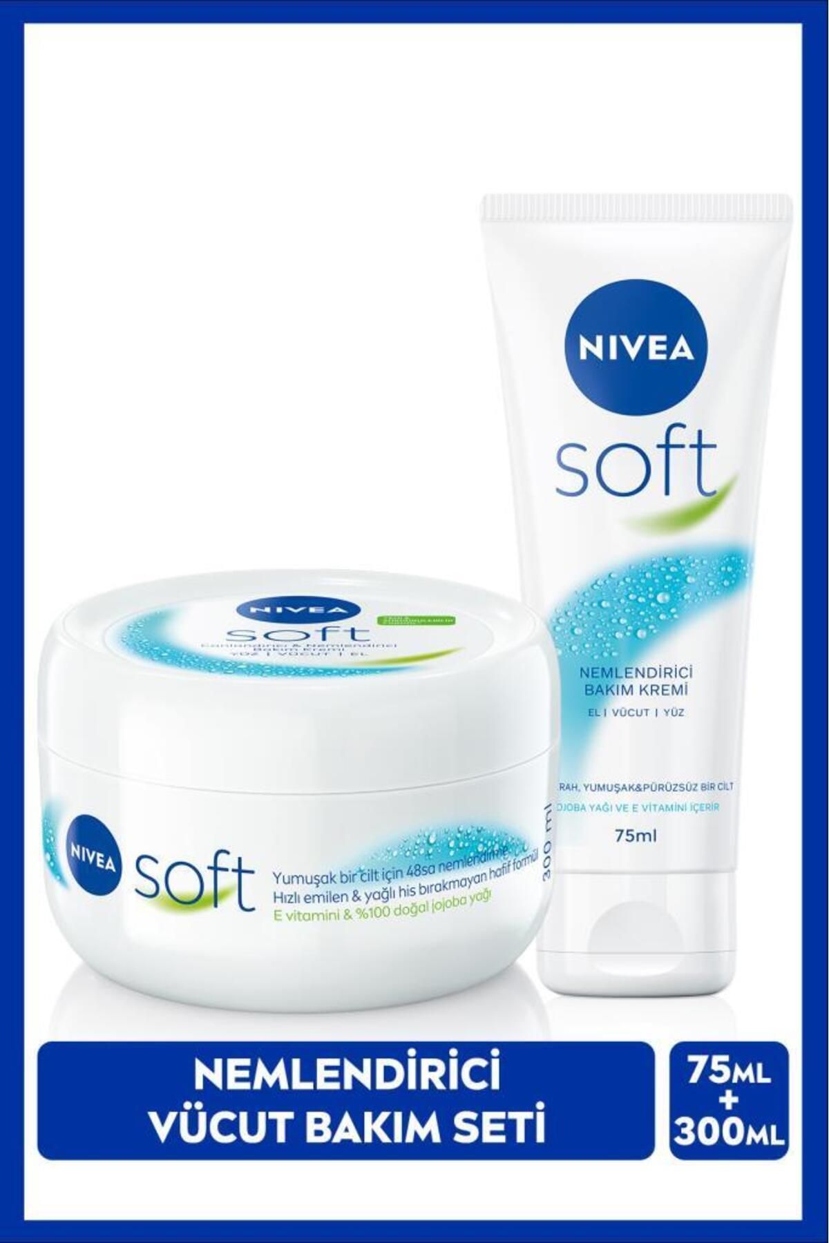 GRATİS Soft Nemlendirici Bakım Kremi 300ml ve Soft Krem 75ml, El Yüz Vücut, E Vitamini, Yumuşak Cilt,Jojoba