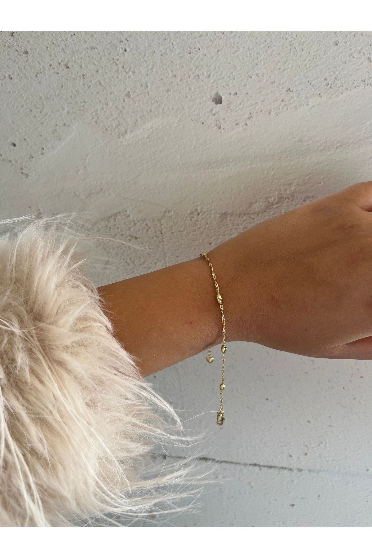 FASHİON JEWELRY İnce Mini Toplu Kadın Bileklik 14 K Altın Kaplama Kuyum Model