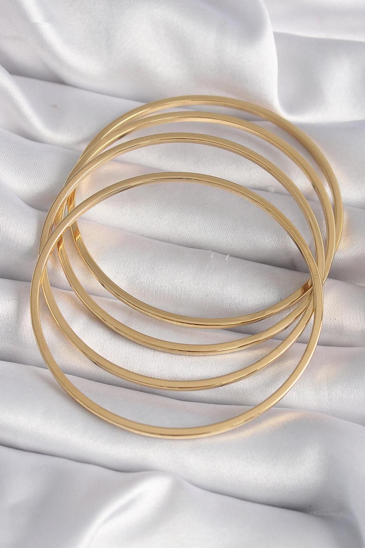 Clariss 316L Çelik Gold Renk 4'lü 60 mm Ajda Model Kadın Bilezik