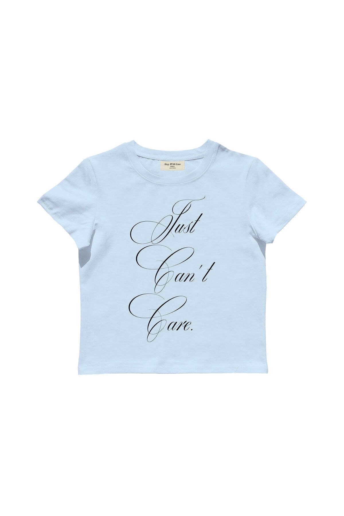 lethestudios Can't Care Baskılı Baby Tee Crop Top