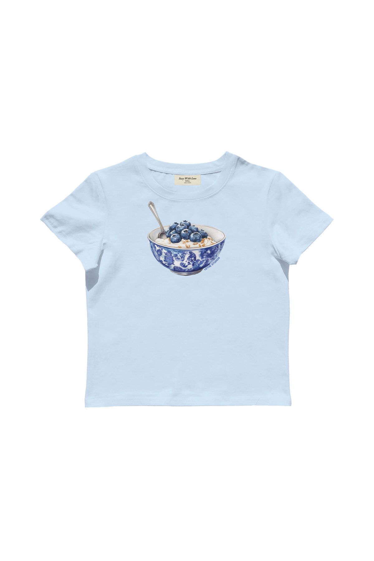 lethestudios Breakfast Bowl Baskılı Baby Tee Crop Top