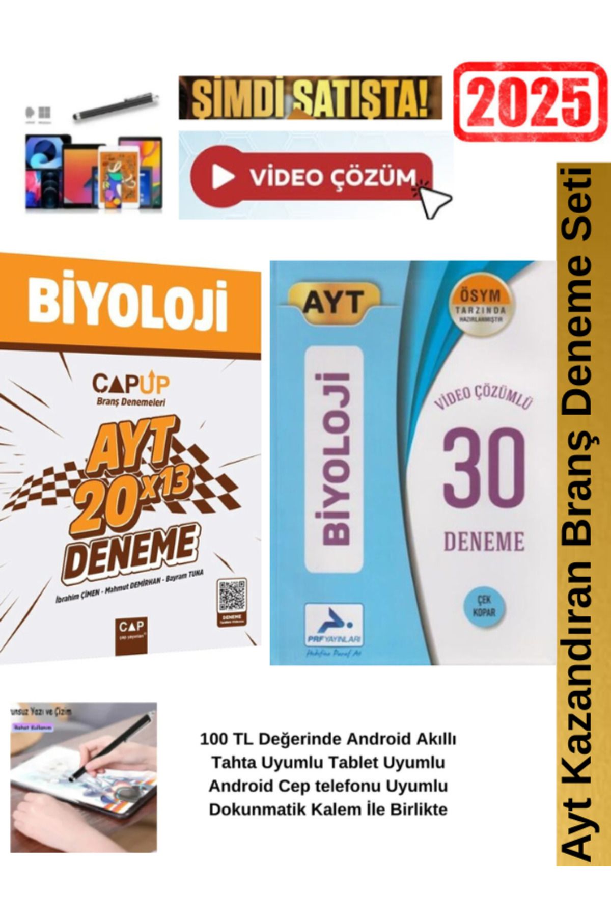 Ens Yayıncılık Çap Ayt 20x13 Biyoloji Branş Deneme+Paraf Ayt Biyoloji 30lu Branş Deneme Seti+Android Kalem
