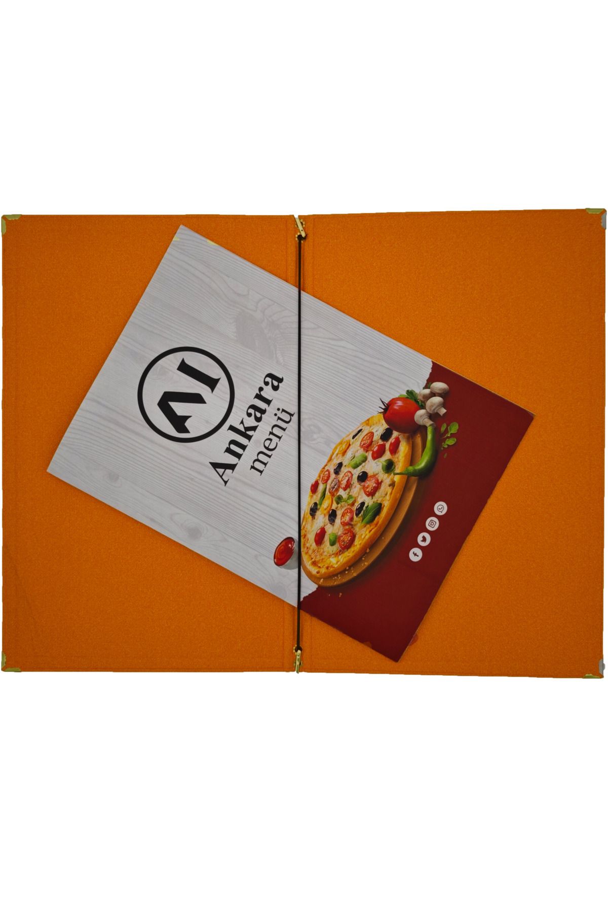 ankara menü-A4 Thermo Leather Menu Container, Embossed Printed (Elastic - Snap-On - Drawstring) 7