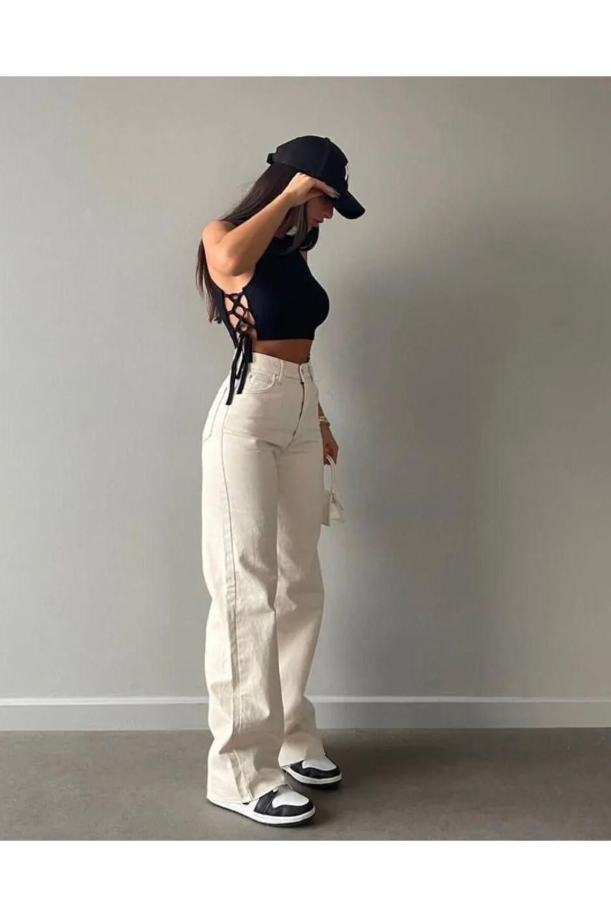 LAMİRA NEW STAR'S KADIN YÜKSEKBEL WİDE LEG (BOL PAÇA) PALAZZO JEANS PANTOLON