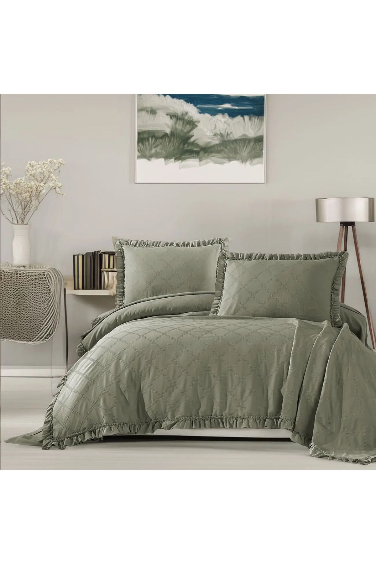 ELLE HOME Emilia Çift Kişilik Pike Takımı – Yeşil