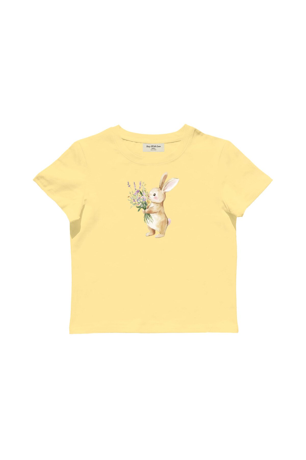 lethestudios Bunny Baskılı Baby Tee Crop Top