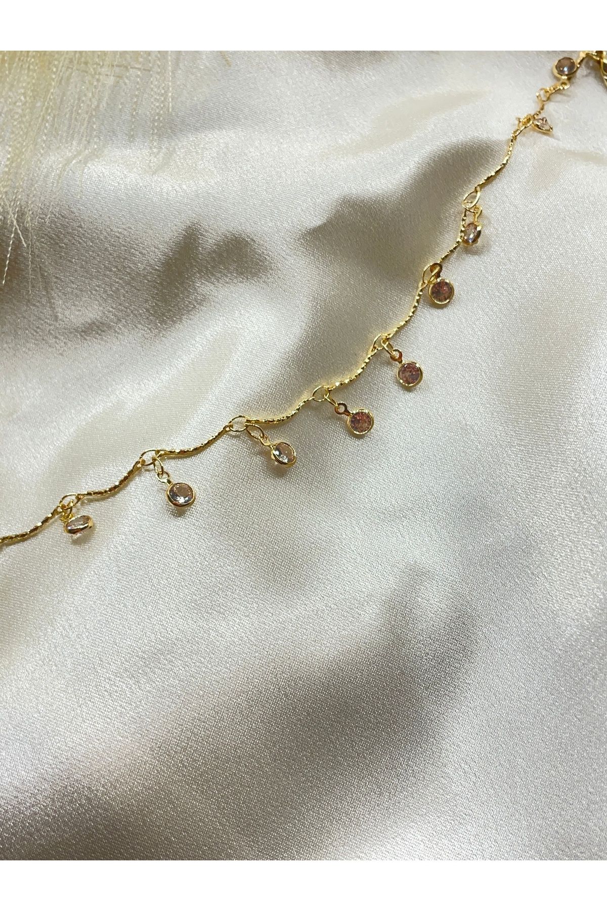 Onsiletişim LOTUSBYBUKET çelik gold daire taş sallantılı halhal