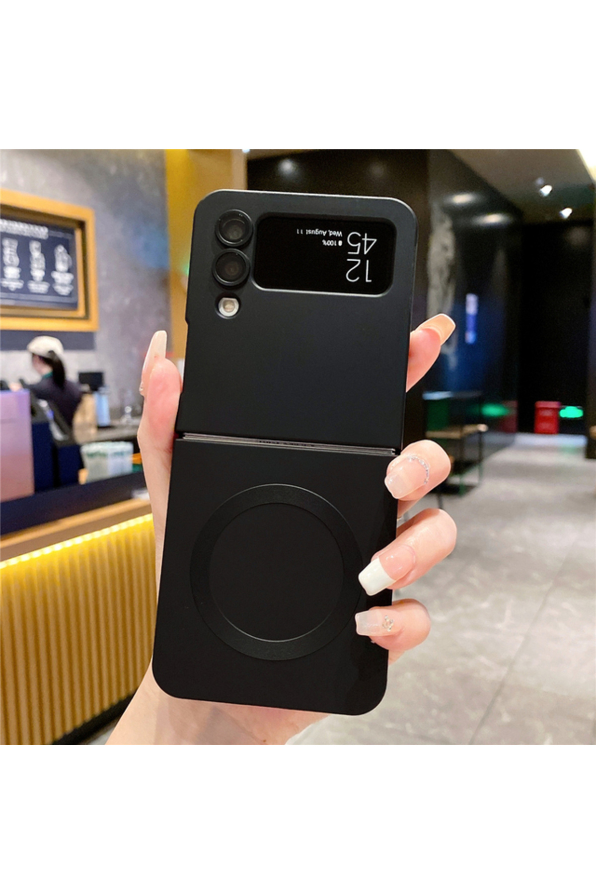 REDz Accessories-EliteMatte Case, Magsafe, Compatible with Samsung Z Flip 3, Full cover, Ultra-thin, Black 1