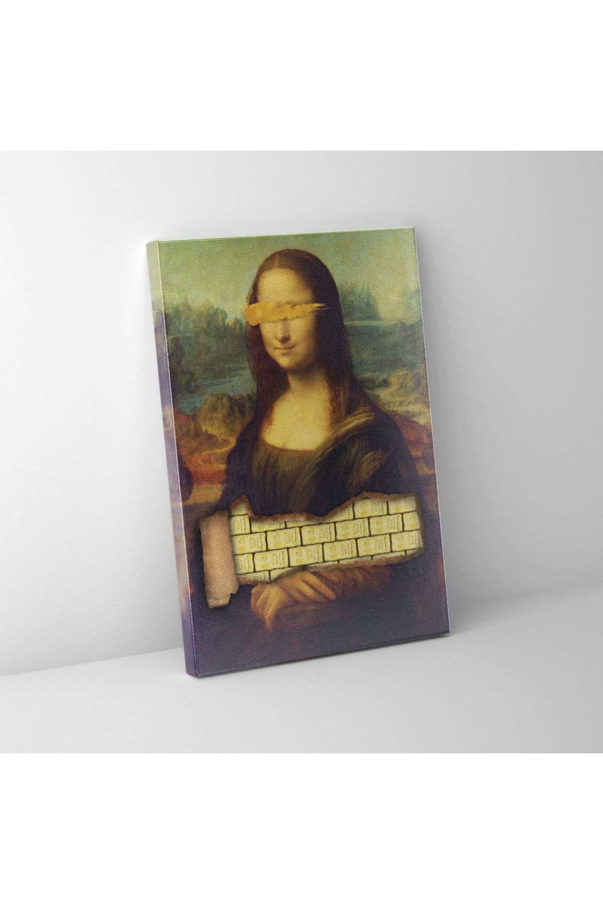 Saluga Mona Lisa Portre, Altın Detaylı Klasik Kanvas Tablo