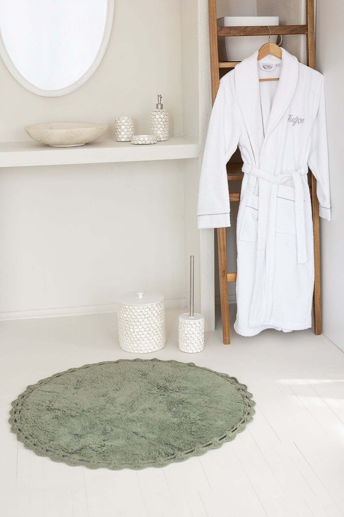 İrya-Luna Round Bath Mat 100% Cotton 90X90 Khaki 2