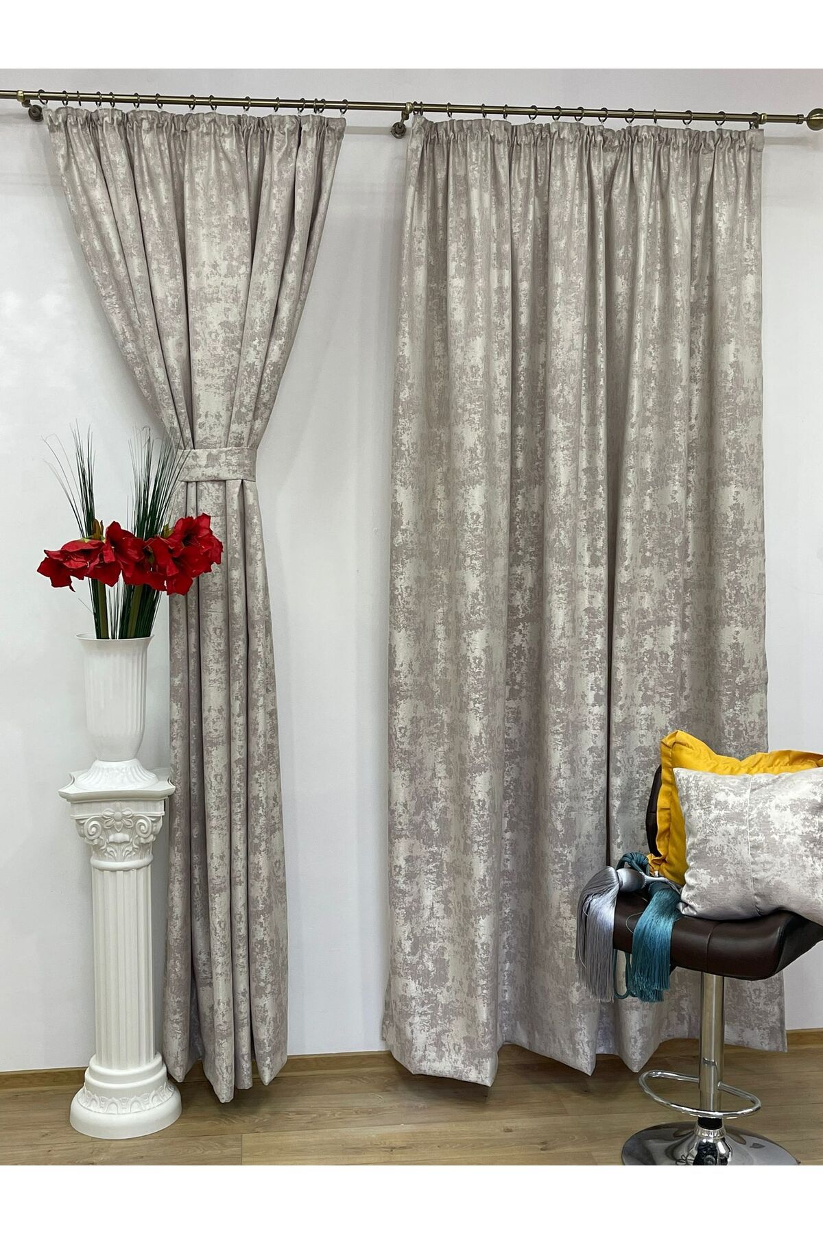 Liz Line Set Doua Draperii Semiopace, Bej, "imaginaria" By Liz Line, 2x350x245cm, Cu Rejansa - - 350 x 245