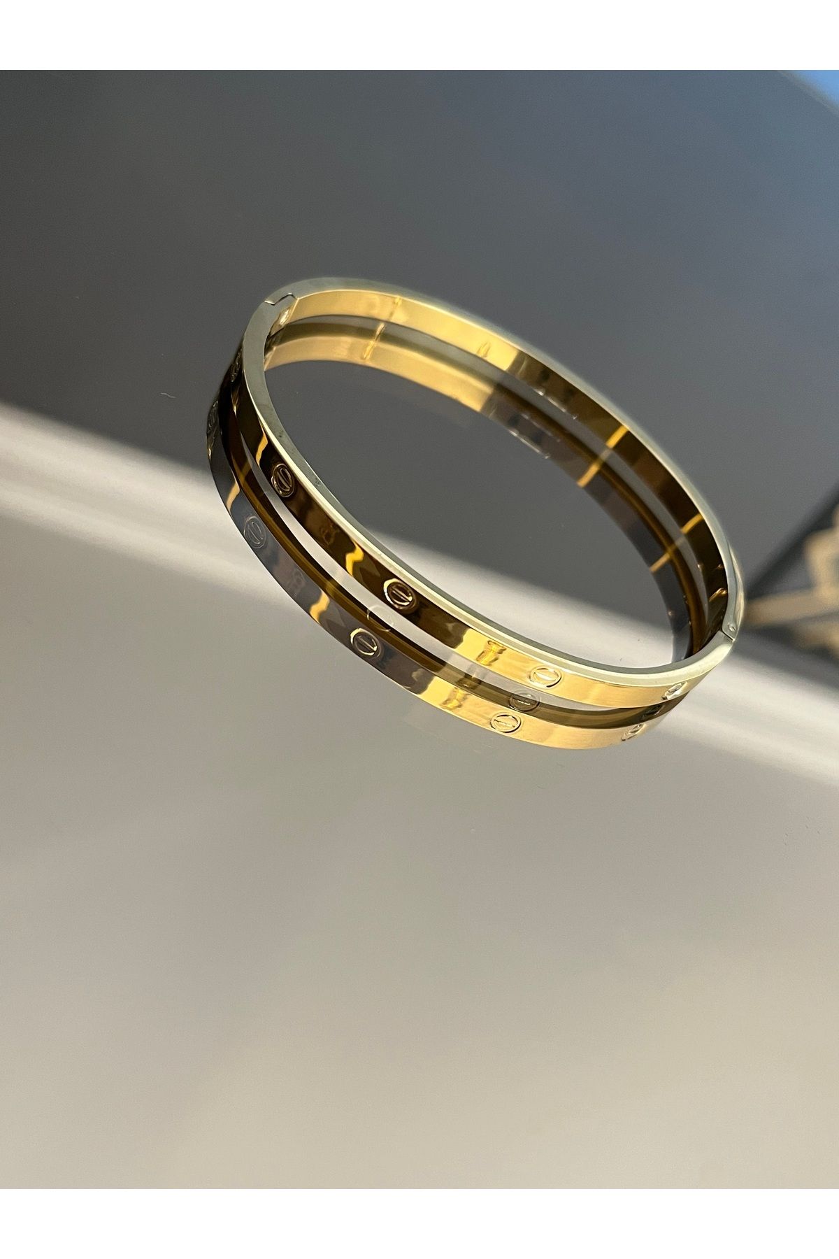 FASHİON JEWELRY Kadın Gold Çelik Kelepçe Taşsız Model