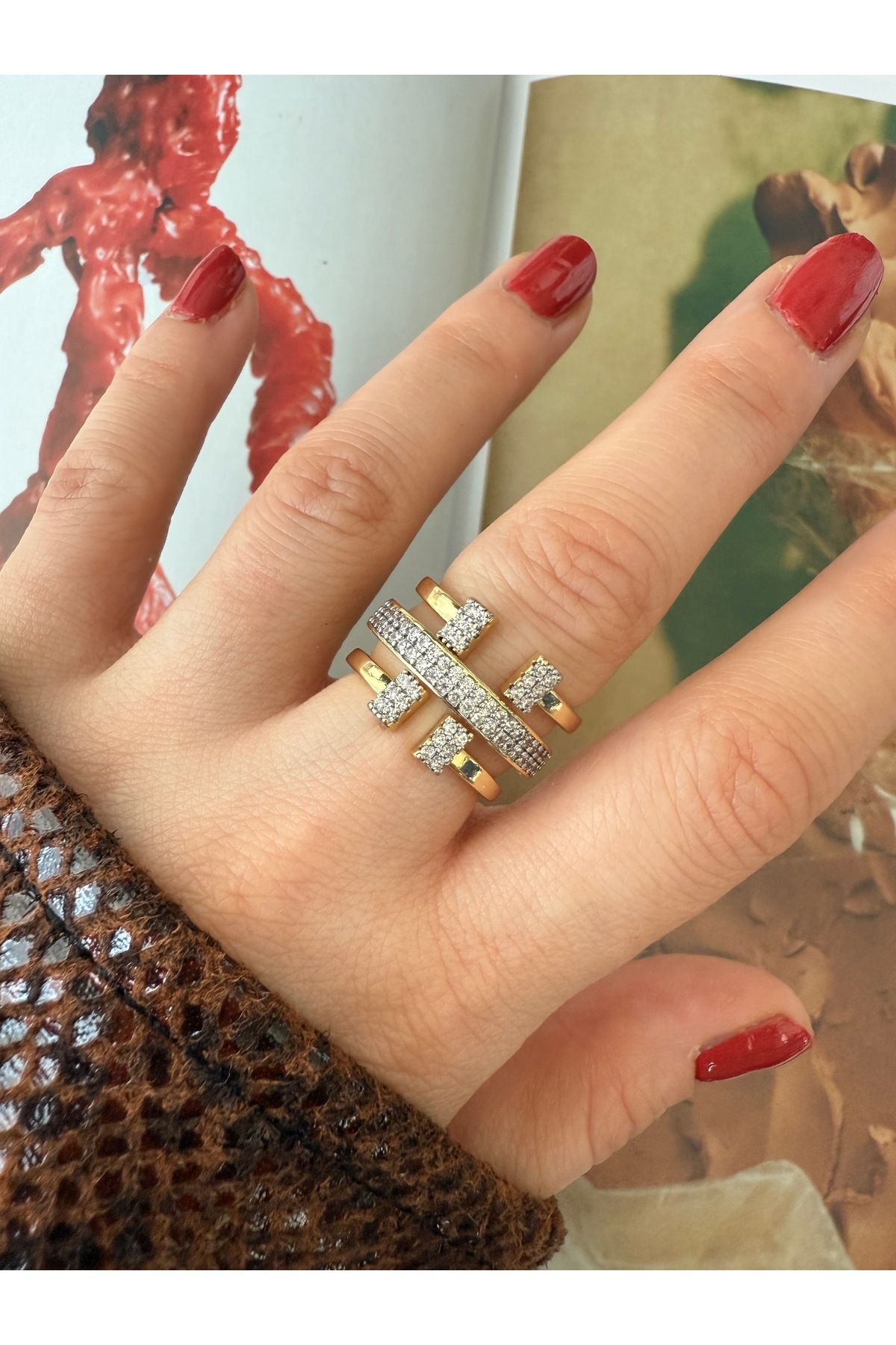 Pinery Jewels H Zirkon Taşlı Alttan Ayarlamalı Kadın Yüzük