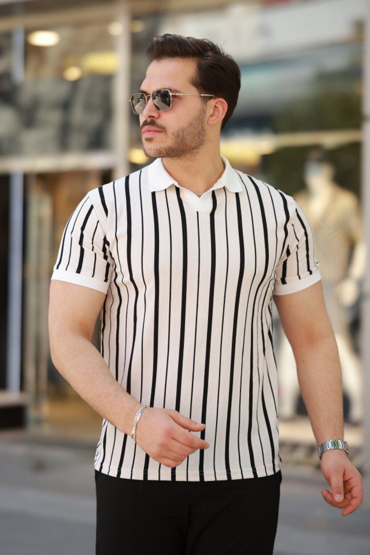 JANES Erkek Yakalı Örme Kumaş Kısa Kollu T-Shirt
