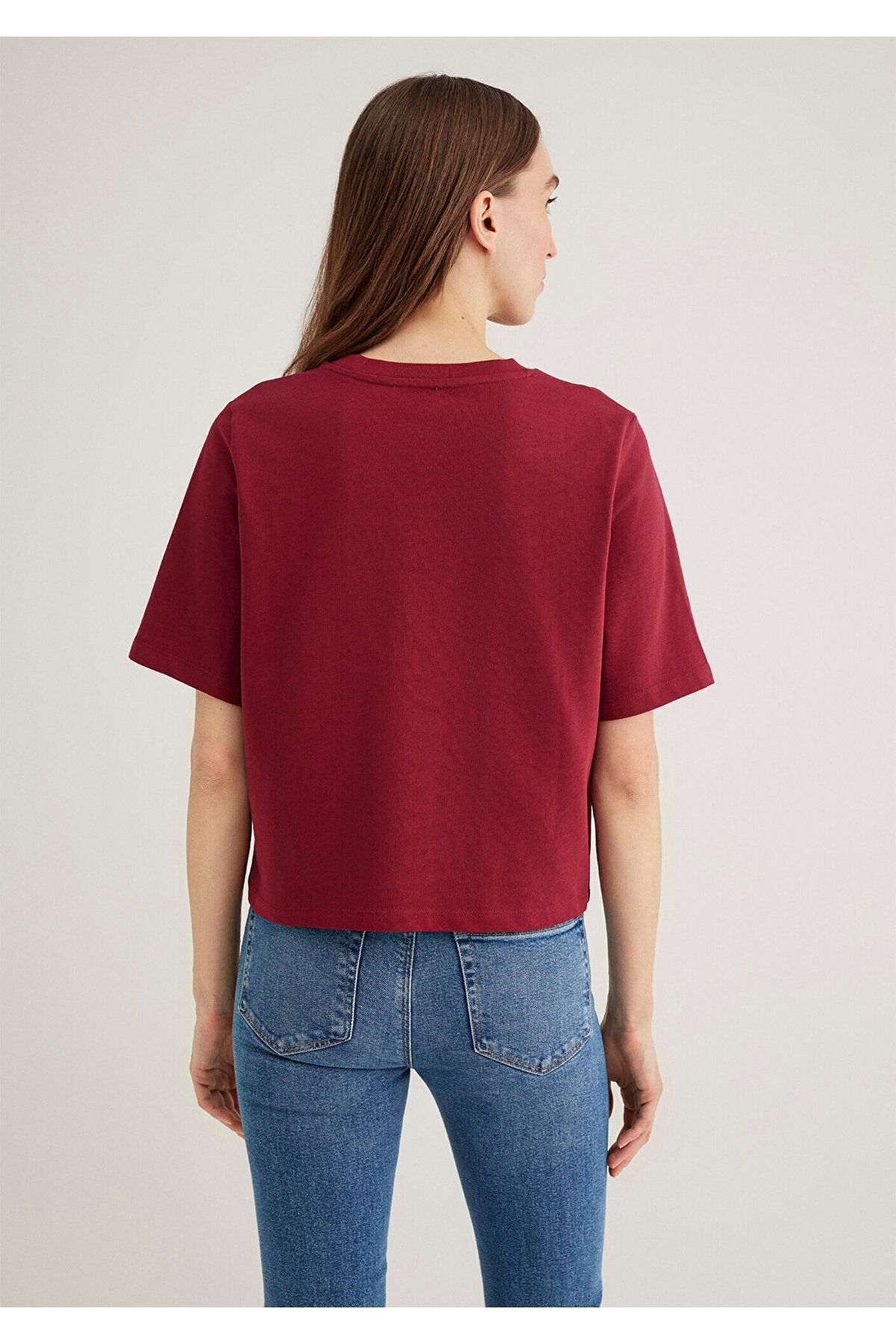 Mavi-Burgunderrotes Basic-T-Shirt mit lockerer Passform / lockerer, entspannter Passform 1613077 -70430 5