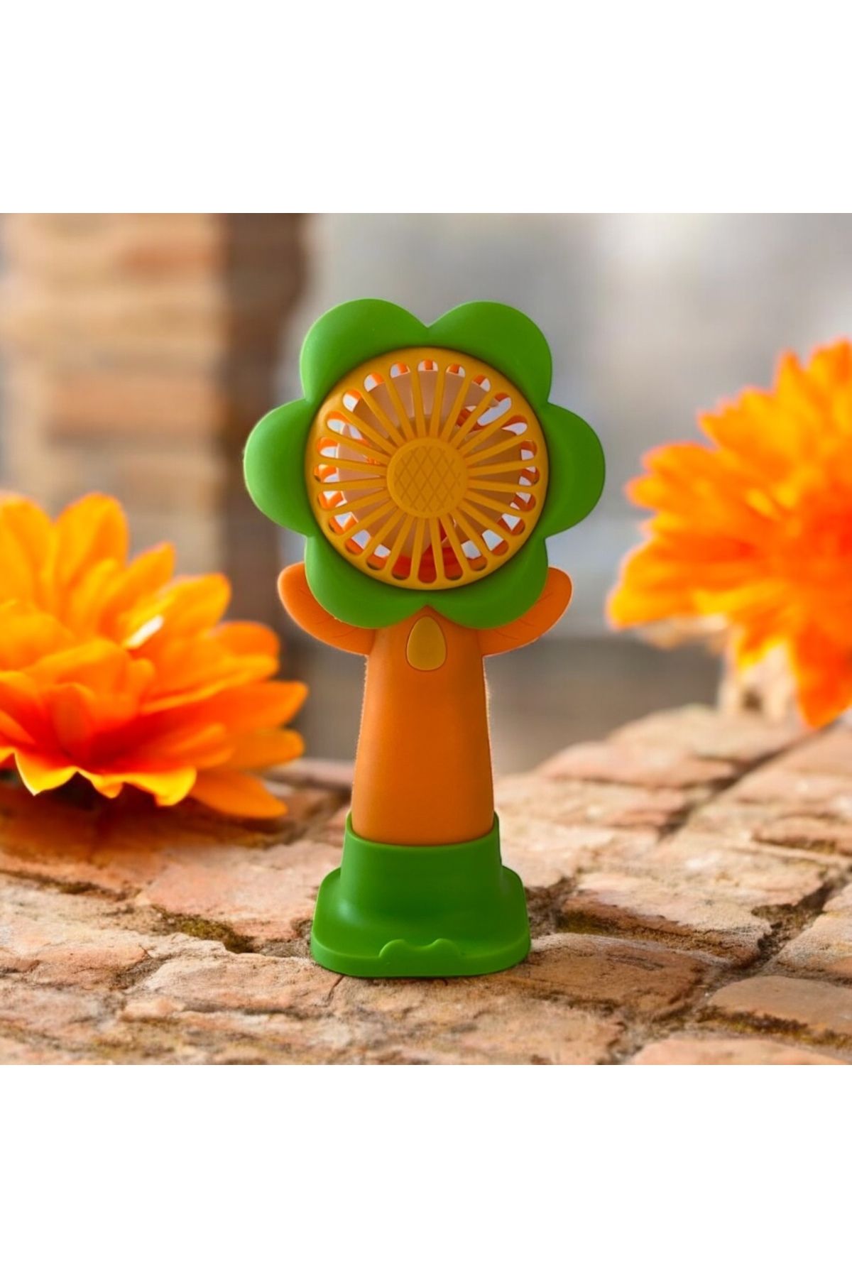 holy Mini El Fanı Taşınabilir Papatya Desenli Usb Şarjlı Vantilatör Pervane Dekoratif