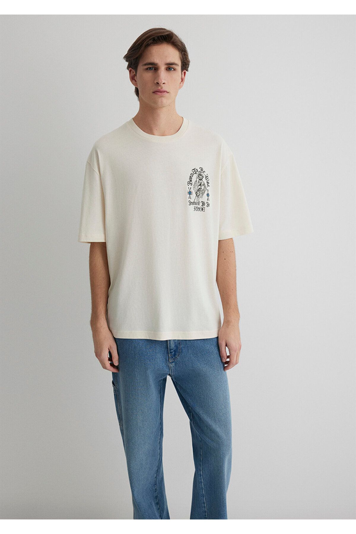 Mavi-Skull Printed Ecru T-Shirt Relaxed Fit / Relaxed Cut 0612703 -70072 4