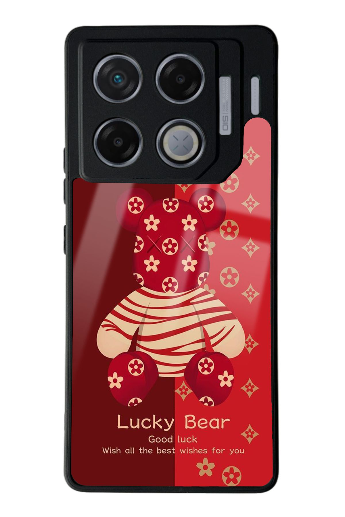 Spoyi İnfinix GT 20 Pro Red Lucky Bear Tasarımlı Glossy Telefon Kılıfı