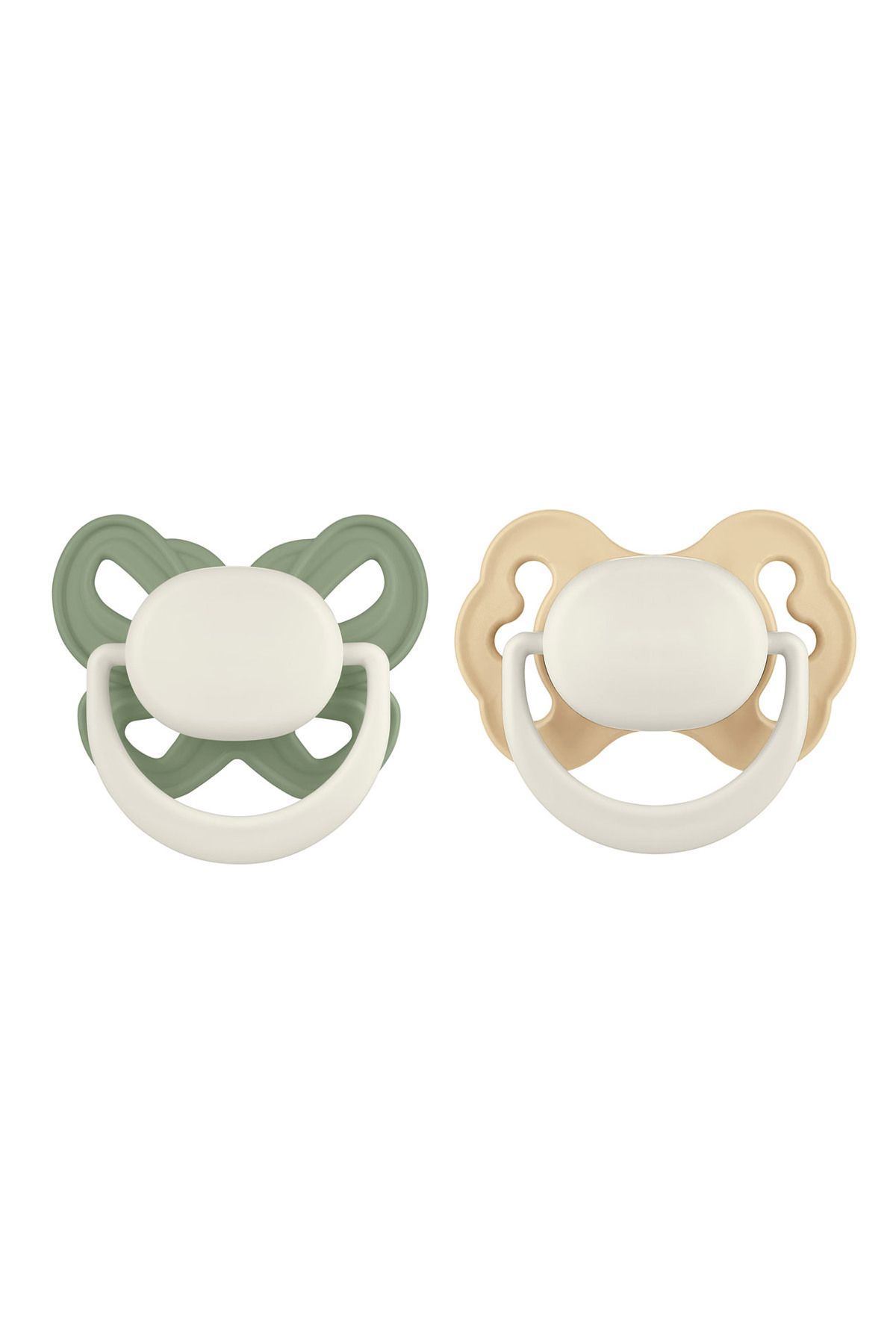 MOOMA Clown And Butterfly 2'li Emzik No:1 (0-6 AY) - Khaki Ve Dairy Cream (SAKLAMA KABI HEDİYELİ)