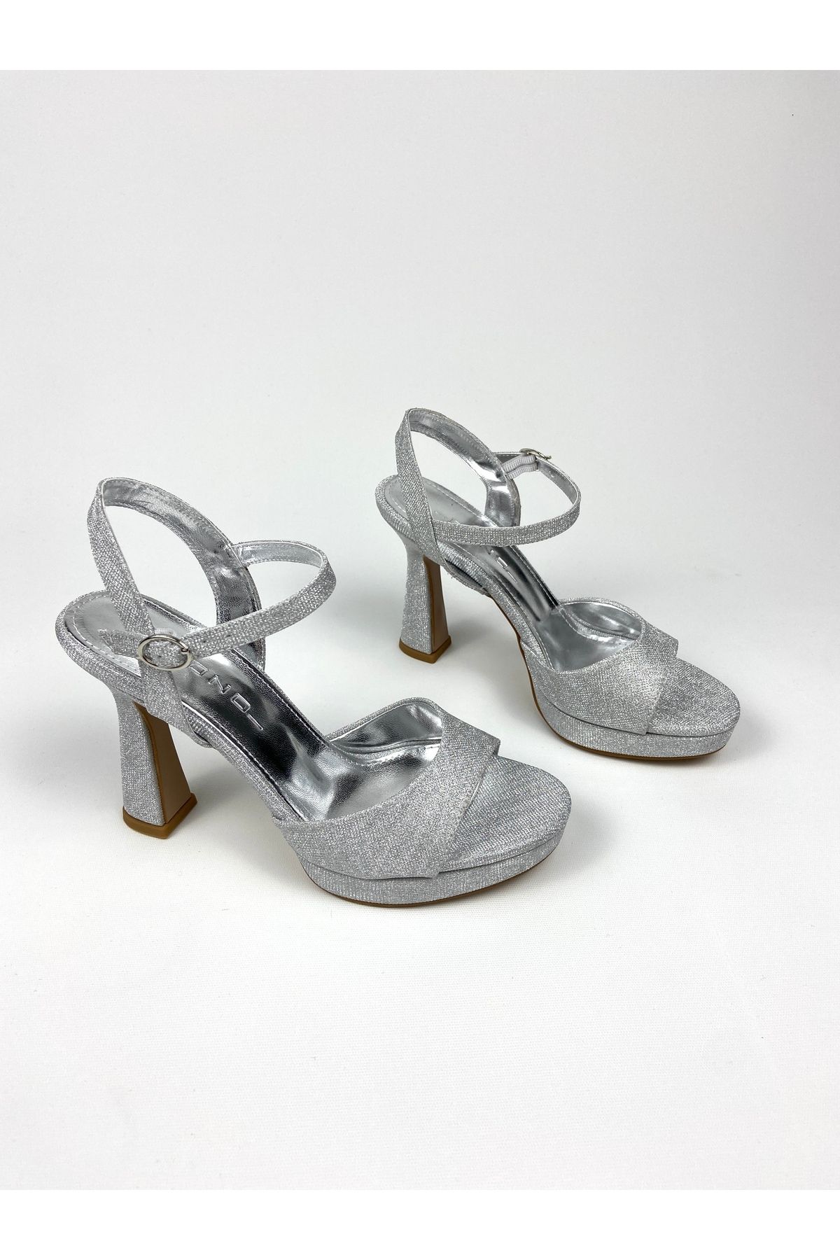 Gloriys Ayakkabı & Çanta Gümüş simli 11 cm platform topuklu ayakkabı 1470