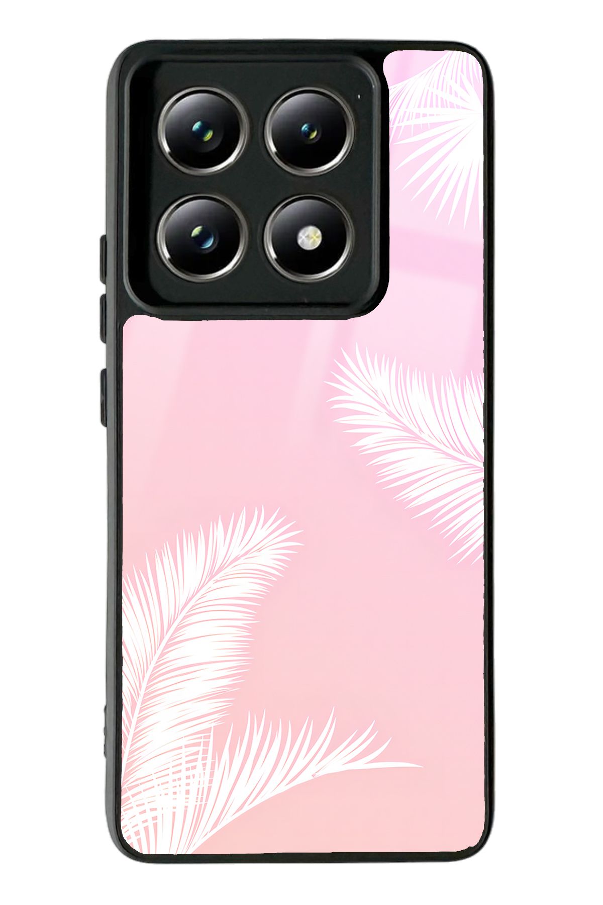 Spoyi Xiaomi Mi 14 T Pro Beyaz Palmiye Tasarımlı Glossy Telefon Kılıfı