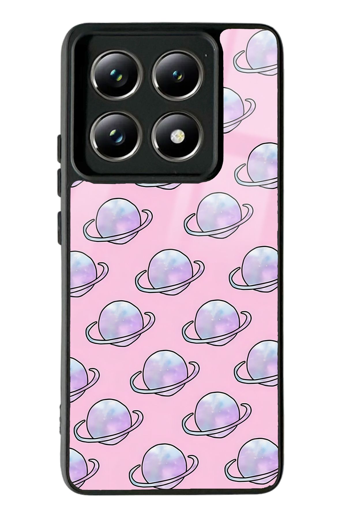Spoyi Xiaomi Mi 14 T Pro Pembe Saturn Tasarımlı Glossy Telefon Kılıfı