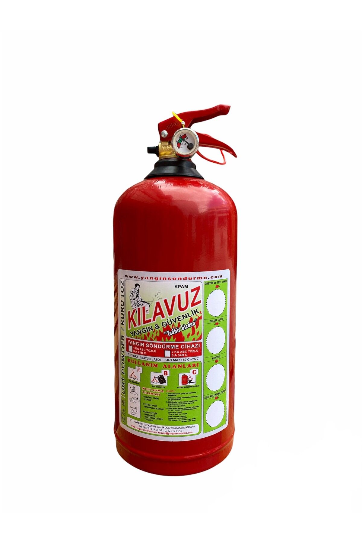 KPAM KILAVUZ YANGIN ve GÜVENLİK 2 KG ABC (KKT) Tozlu Yangın Söndürme Cihazı