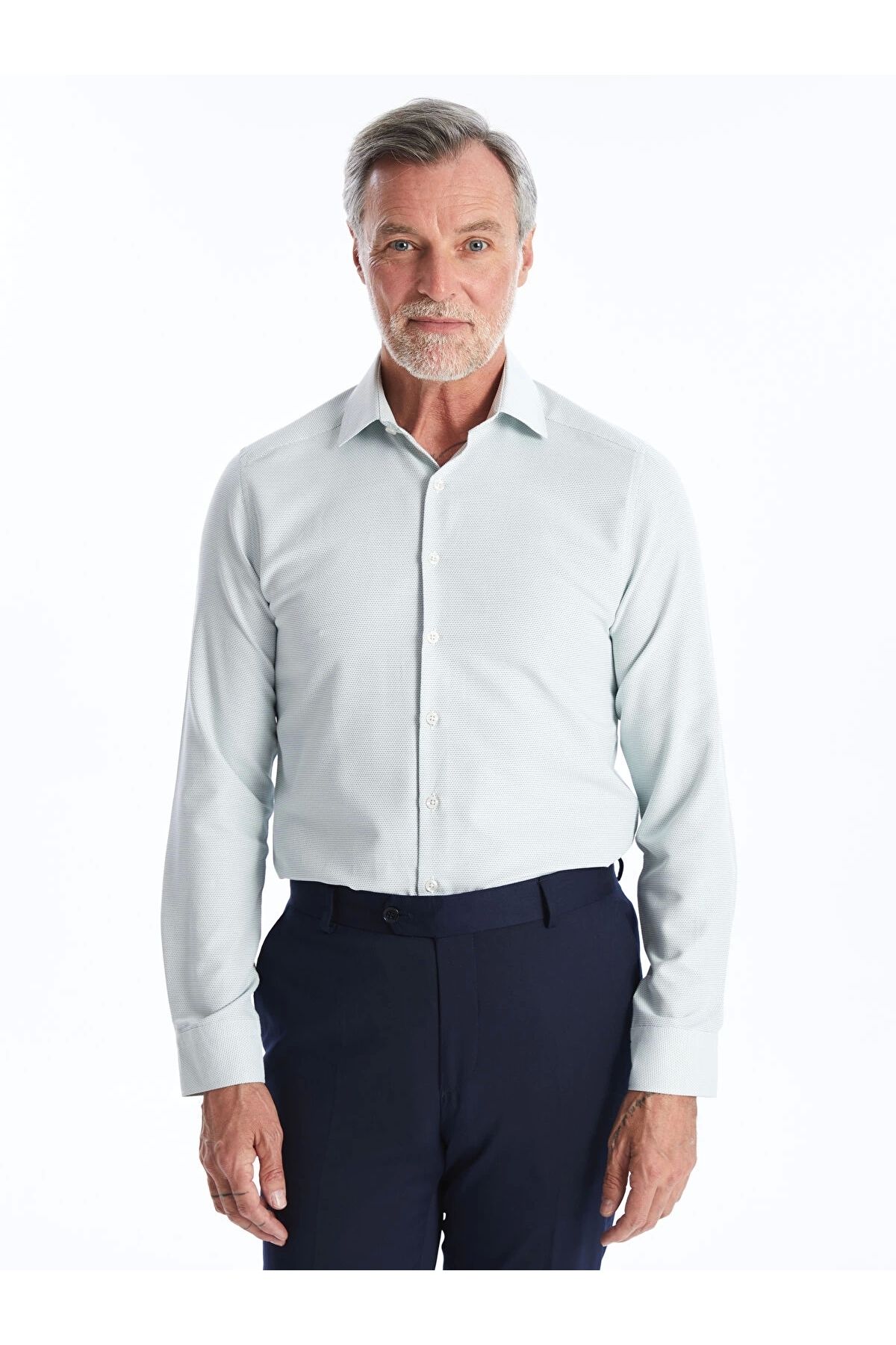 LC Waikiki LCWAIKIKI Formal Yeşil Slim Fit Uzun Kollu Armürlü Erkek Dokulu Gömlek