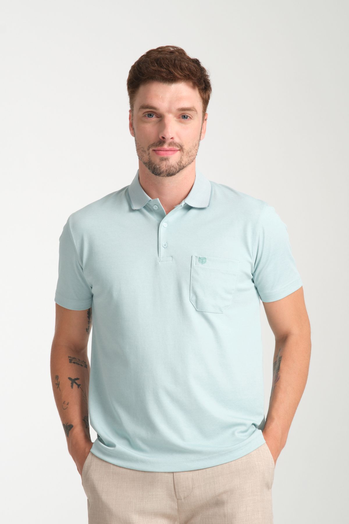 LFC Erkek Regular Fit %80 Pamuklu %20 Polyester Yumuşak Doku Mint Yeşili Polo Yaka Tişört